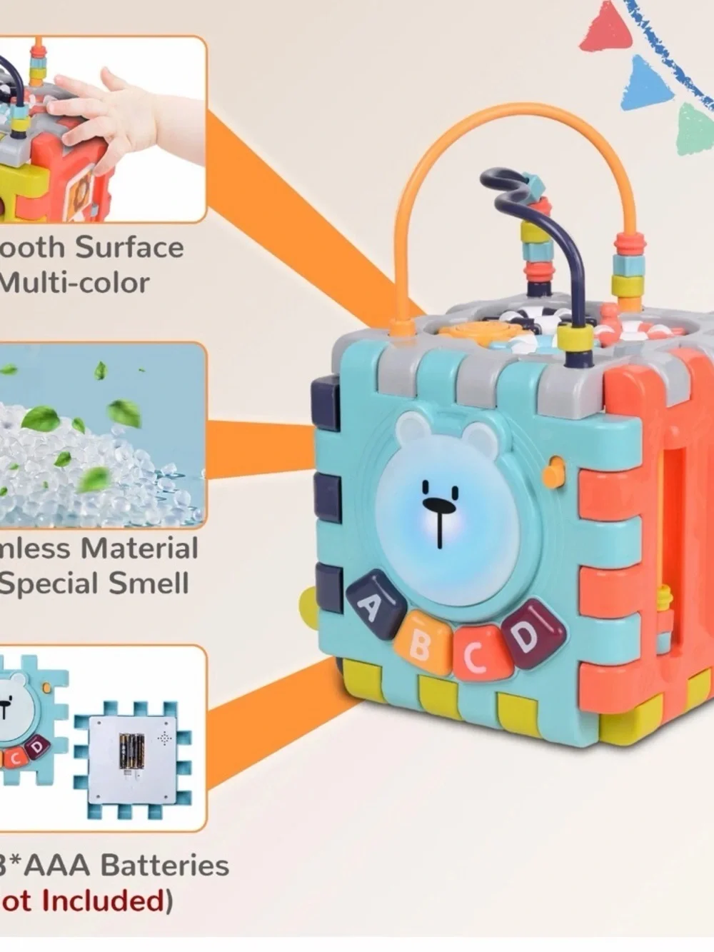 Multifunctional Activity Cube for Toddlers - Coral & Teal
